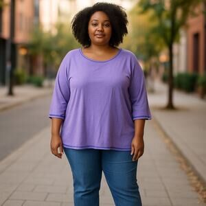 Soft Surroundings Womens Lavender Hi-Low Hem Oversized Tunic Top Size Plus 2X